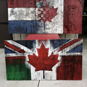 Canadian / Croatian and Canadian / British / Italian Barn Board Flags