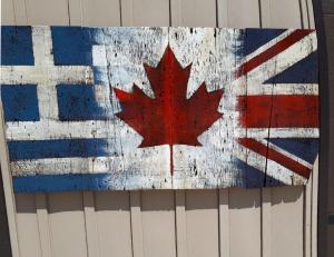 Custom Greece Canadian Union Jack Barn Board Flag