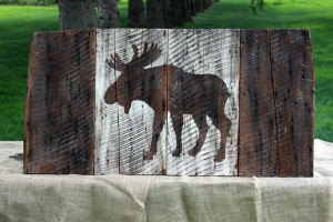 Brown Moose barn board Flag 