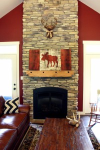 Red White and Moose barn board flag 