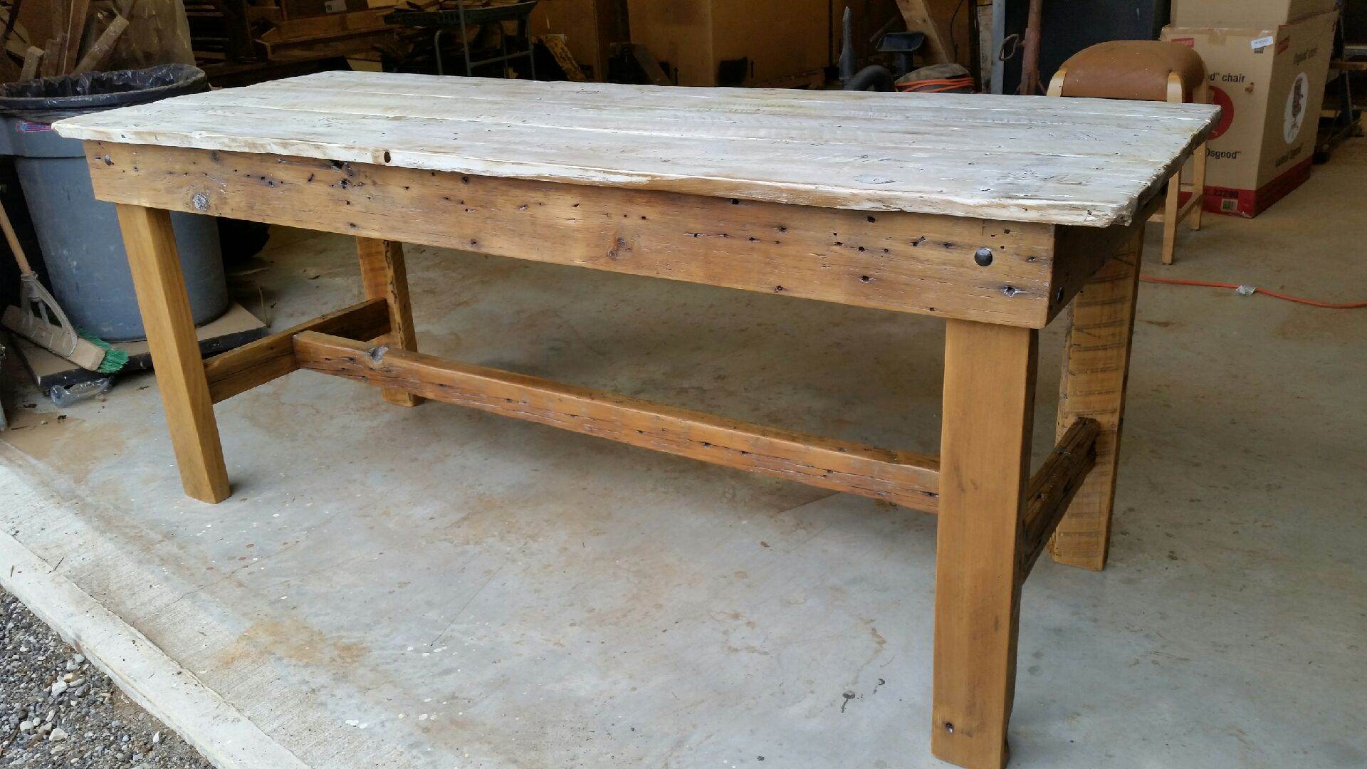 White wash barn door dining table