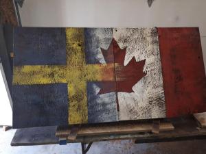 Custom Canadian/Swedish Barn Board Flag