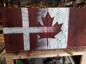 Custom Finish Canadian Barn Board Flag