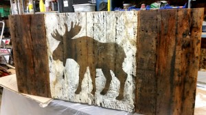 Brown Moose barn board Flag 