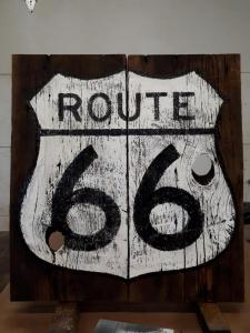 Route 66 Sign on Barn board