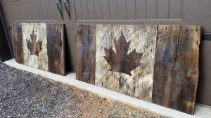 Barn Board Canadian Flags